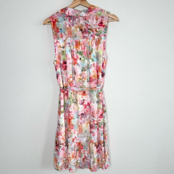 NWOT BELLA DAHL Multicolor Sleeveless Tie Waist Dress Size Small - Picture 3 of 7